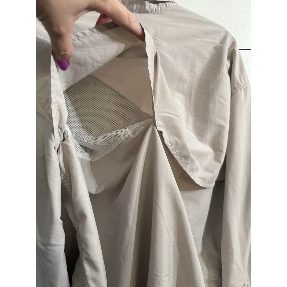 LL Bean Shirt Mens XXL Tall Vented Beige‎ Khaki Tan Long Sleeve Fishing Outdoor